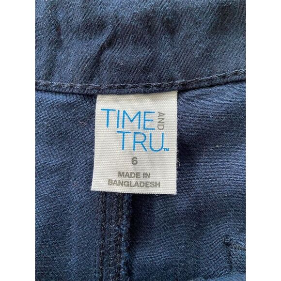 Time and Tru Wide Leg High Waisted Pants with Utility Pockets NWOT Navy Size 6 - Picture 3 of 11